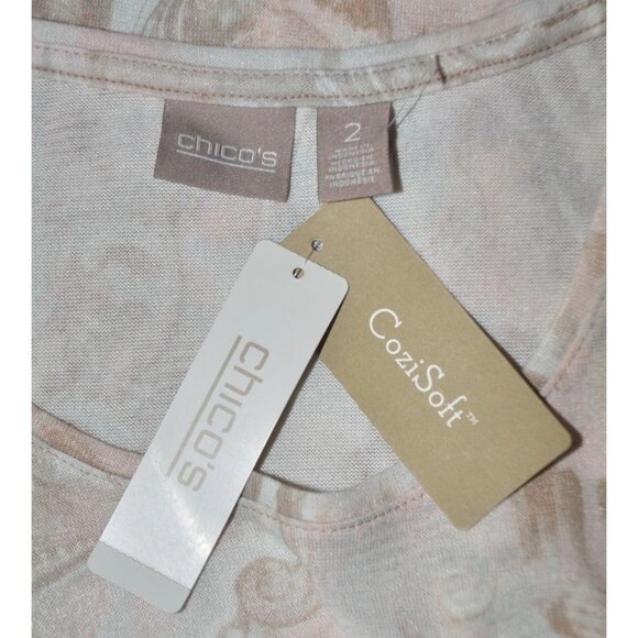 NWT Chico's CoziSoft Neutral Short Sleeve Blouse T-Shirt Top Size 2 US L - Picture 9 of 12